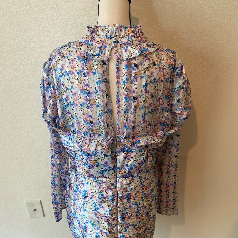 ASOS Design Floral Cupped Tie Neck Structured Ruched Mini - Picture 8 of 12